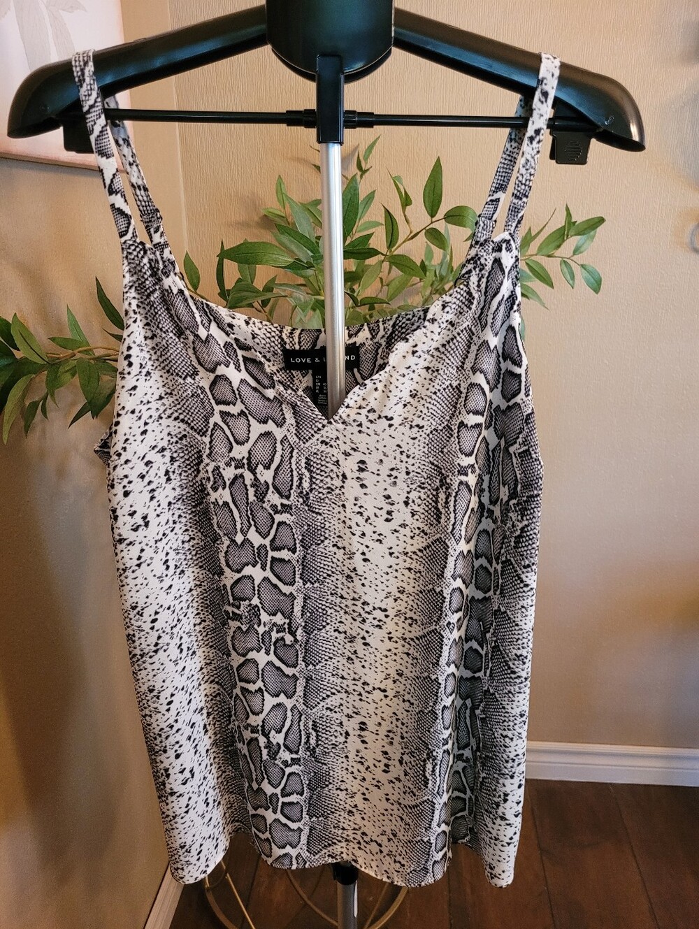 Love & Legend Plus Black and White Snake Print  Cami